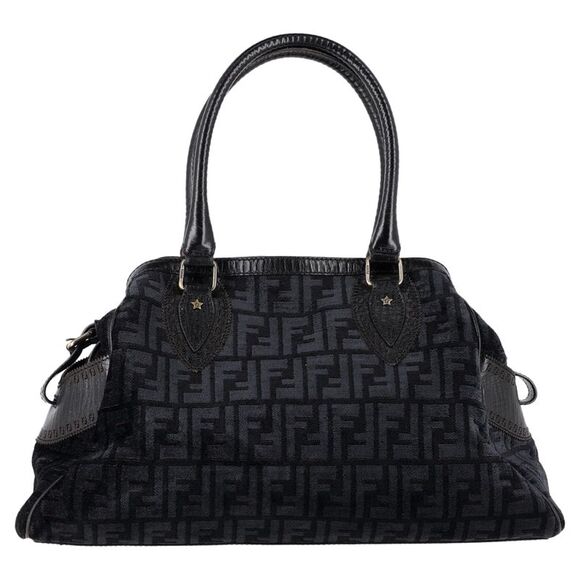 Fendi Zucca Etniko Shoulder Bag in Black Canvas - Picture 2 of 8